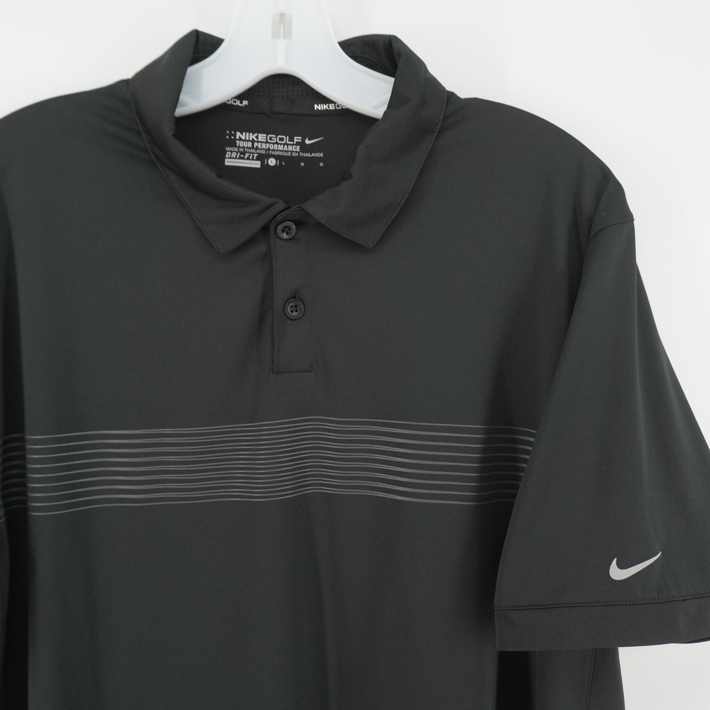 Nike Golf Polo Shirt Mens L Black Dri-FIT Tour Performance Glendarin Hills